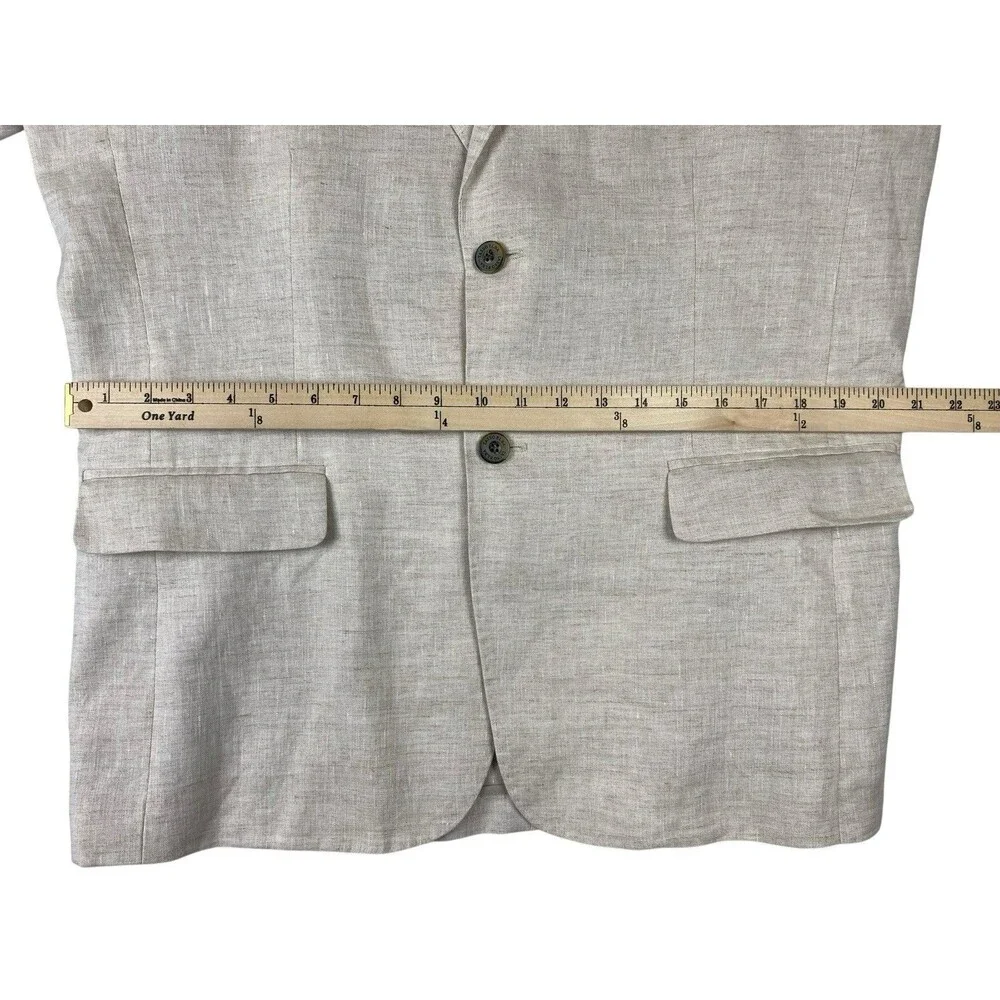 Tasso Elba 100% Linen Blazer Mens L 42-44 Beige 2 Button Sport Coat Jacket